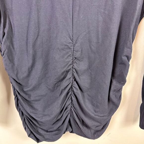 Worth beaded collar navy modal ruched bodice long sleeve top - Picture 2 of 10